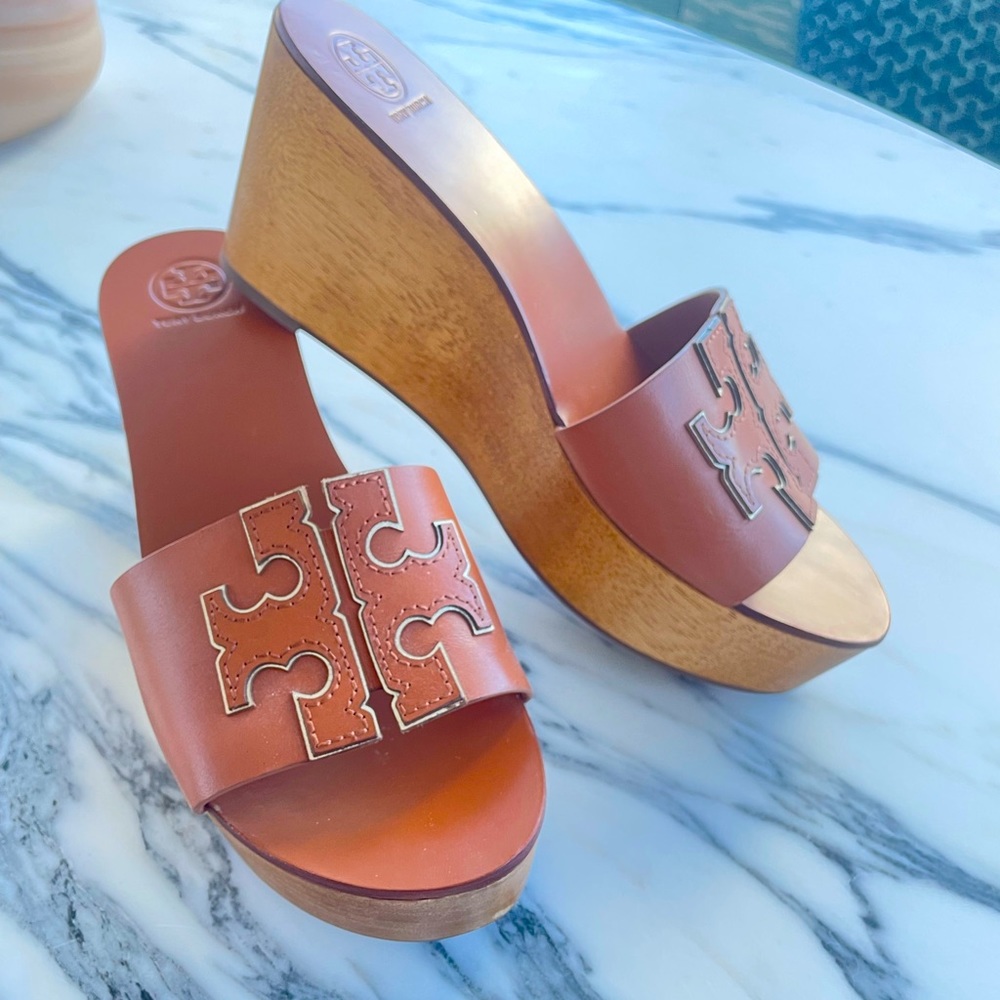 Tory Burch Leather Wood Ines Wedge